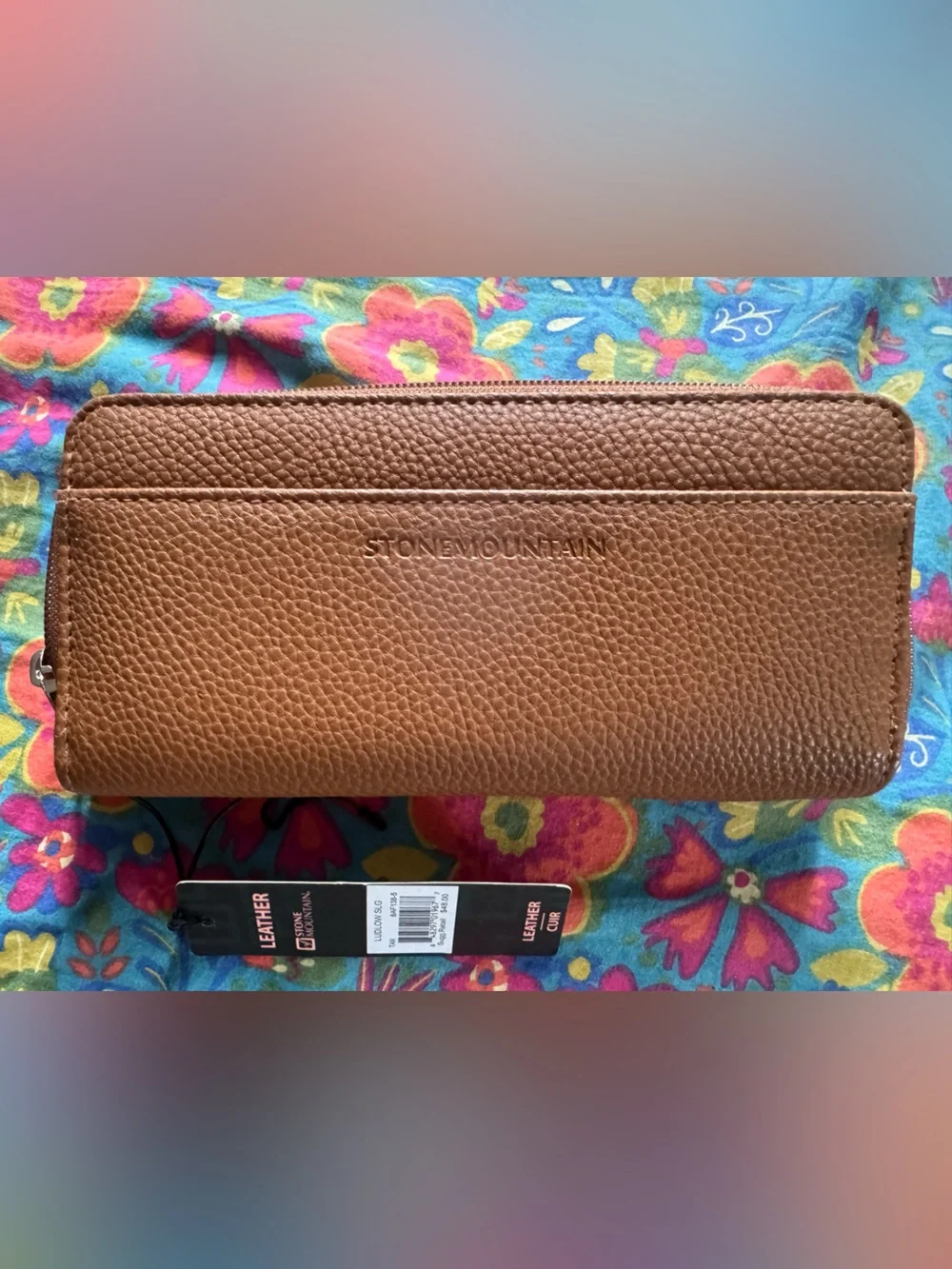 Stone Mountain Tan Leather Zip-Around Clutch Wallet